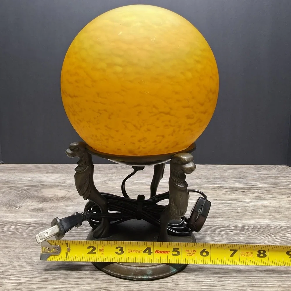Vintage Orange Sphere Table/Desk Lamp With Brass Stand - Amazingly Beautiful